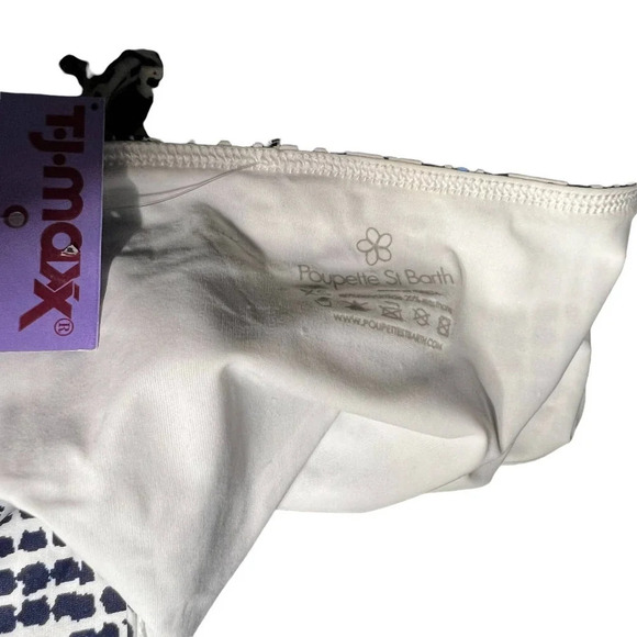 Poupette St. Barth Lucy Pom Trim Dotted Bikini‎ Bottom Navy Blue Size XS - Picture 11 of 11